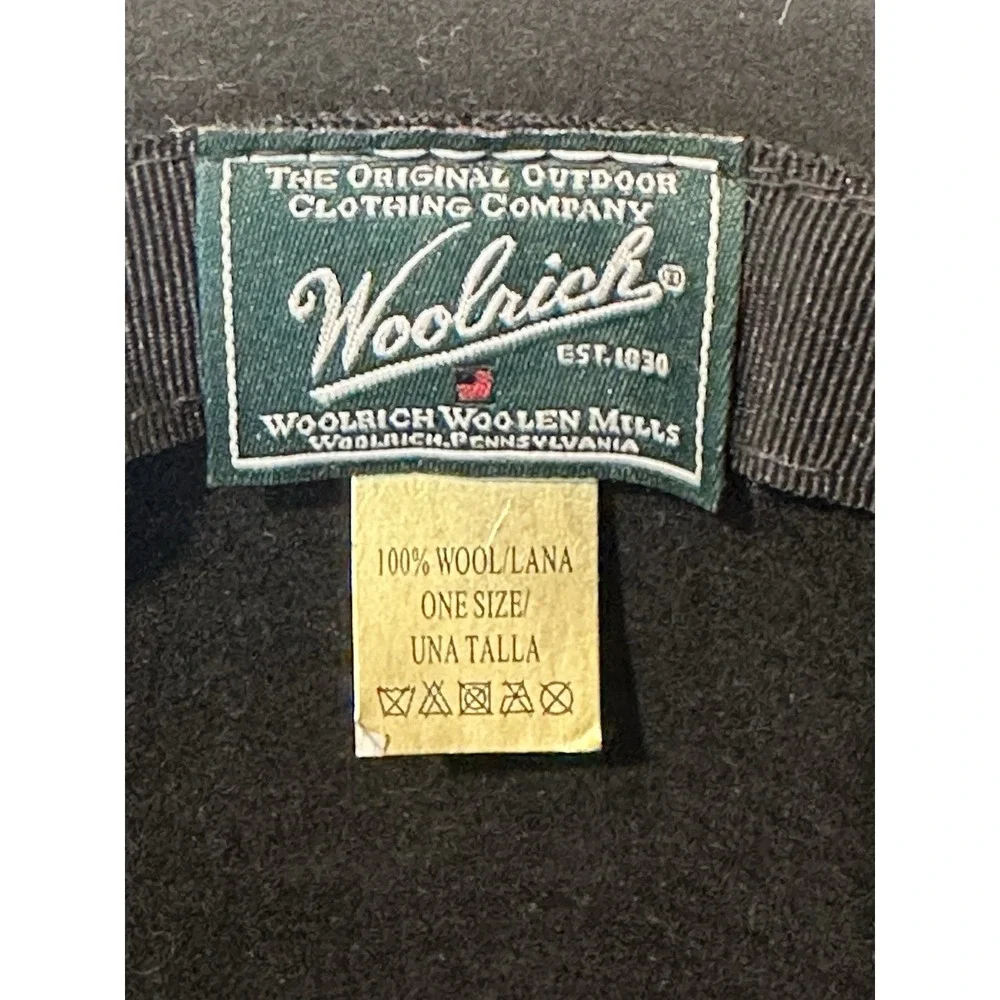 Woolrich Felt Hat Black Wide‎ Brim Contrast Band Wool Size OS 21.5